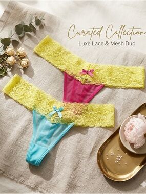 Honeydew Intimates Colorful Mesh Lace Thong Set - 2 Pack M/L NWT